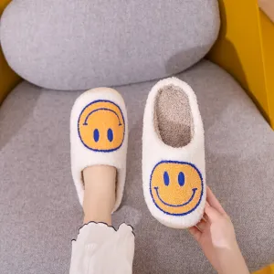 Yellow/Blue Smiley Face Slippers