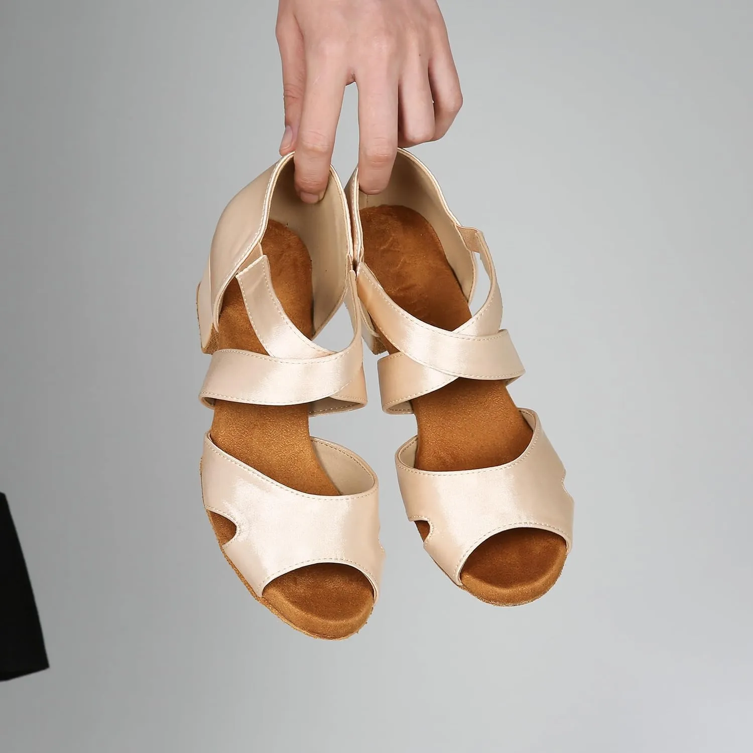 YYTing Women Swing Latin Ballroom Dance Shoes (Suede Sole, Elastic Closure) 1.5 inch Heel YT27