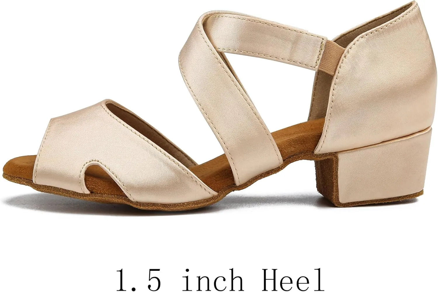 YYTing Women Swing Latin Ballroom Dance Shoes (Suede Sole, Elastic Closure) 1.5 inch Heel YT27